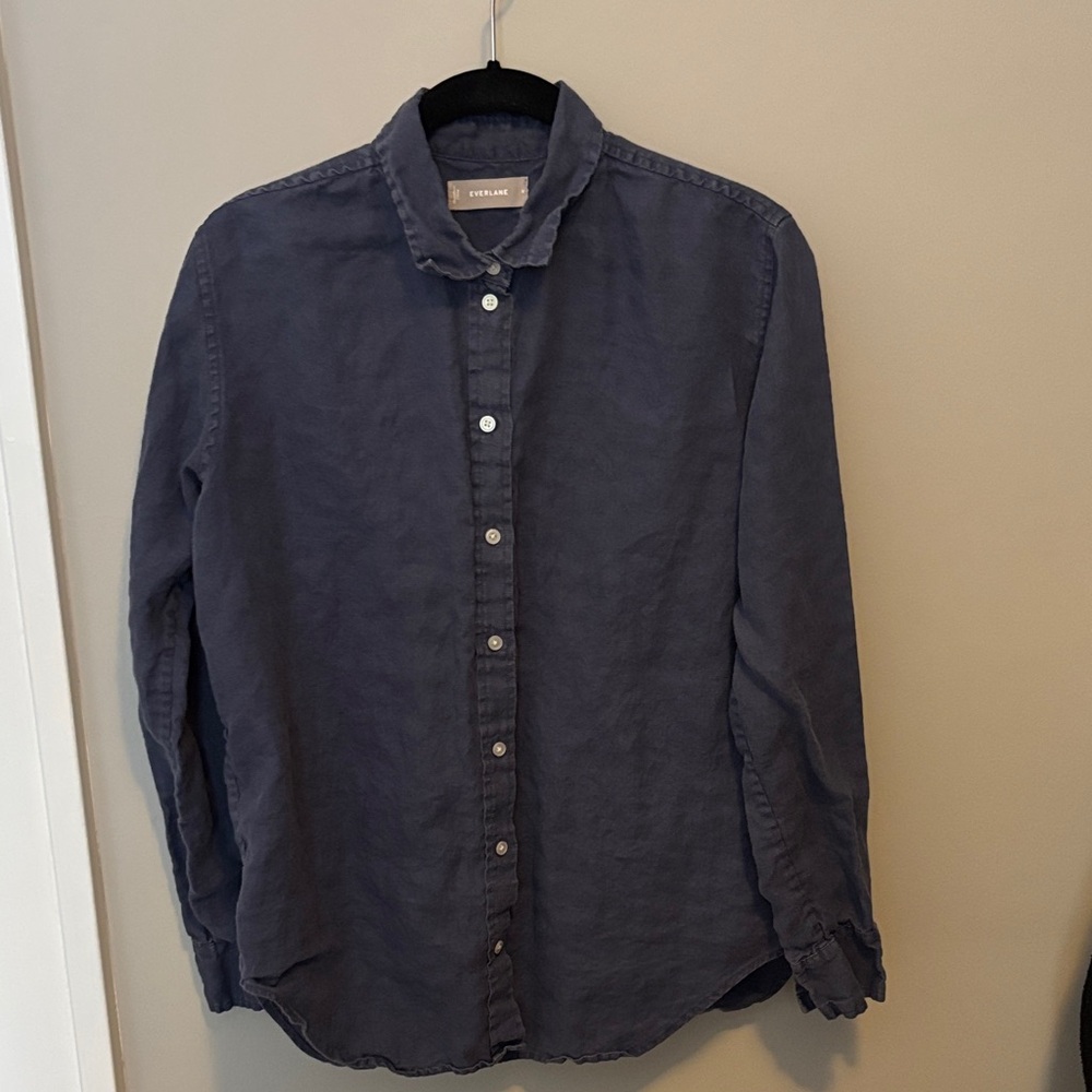 Everlane Women’s Deep Blue Casual Linen Shirt